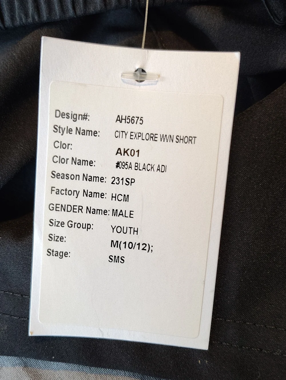 Adidas Youth Woven Shorts in classic black Size 10/12. New with sample Tags
